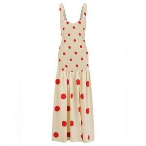 Polka Dot Maxi Dress in Cream and Red by SWF Boutique